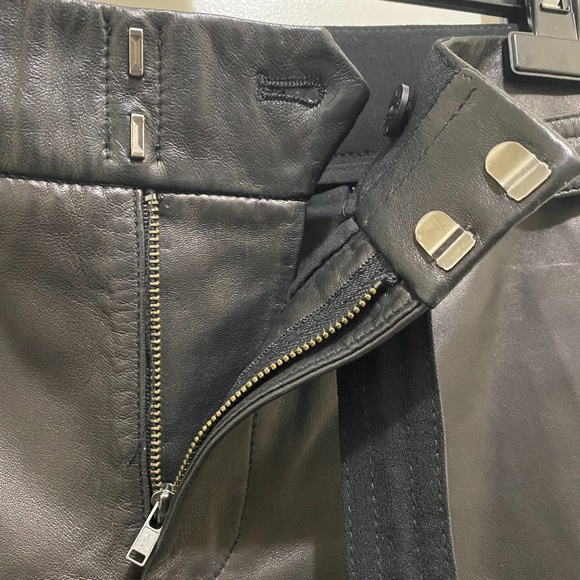 Vince Belted Super Soft Lamb Leather Jogger Pants 4 Black on Black - Picture 5 of 9